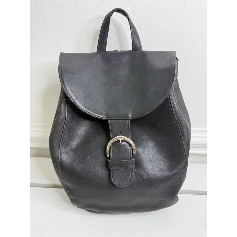 Vintage Coach Black Leather Backpack Daypack Made In USA Creed Removed